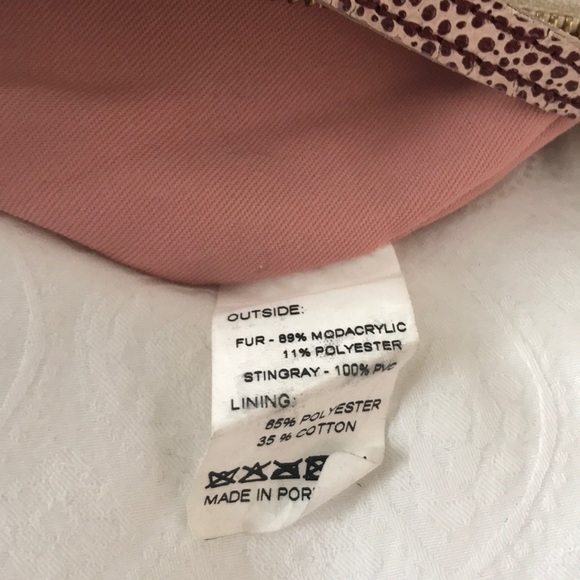 Shrimps pink and yellow fluffy leather clutch - Picture 5 of 6